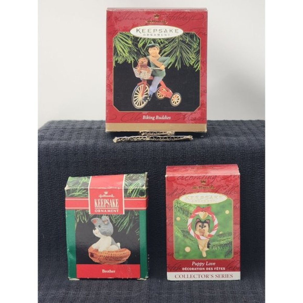 Hallmark Keepsake Christmas Ornaments Biking Buddies, Brother,‎ Puppy Love